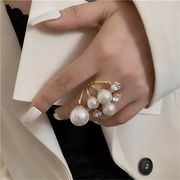 人工真珠、不規則なリング、レトロなスタイル、幾何学的な、オープンリング