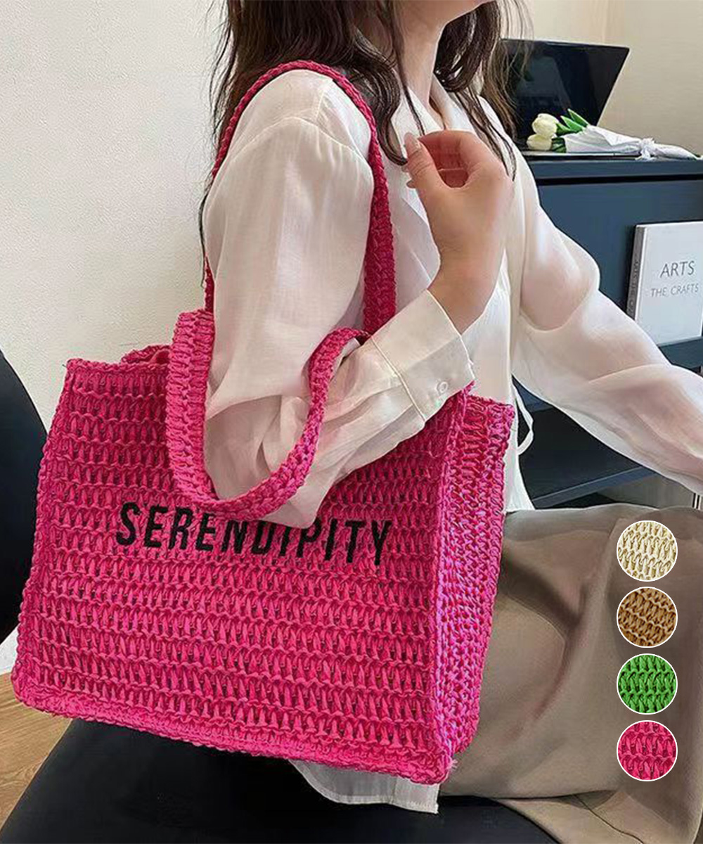 【日本倉庫即納】 ストローバッグ トート かごバッグ韓国風