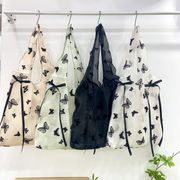 リボントートバッグ　チュール　かわいい　韓国ファッション　デザイン　春夏　蝶々