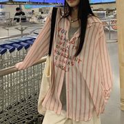 【2024夏新作】韓国風レディース服　夏　日焼け止め　カジュアル　きれいめ　UVカットシャツ