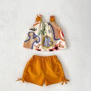 [66-100cm]  女の子2点セット キャミソールトップス+パンツ セットアップ キッズ 子供服