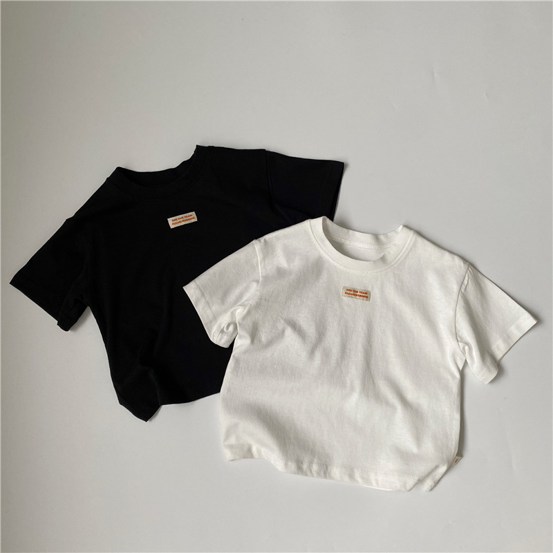 2024夏新作　子供服　クルーネック　半袖　Tシャツ　カジュアル　シンプル　トップス　無地　柔らかい