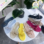 2024春夏新作 リベット サンダル トング レディースシューズ スリッパ ビーチサンダル  滑り止め 美脚