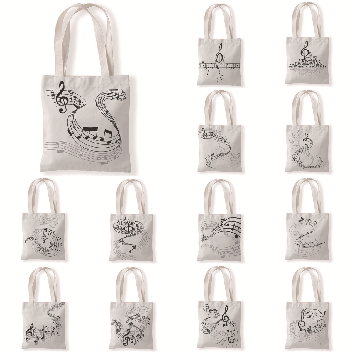 15色 音符柄 ショルダーバッグ 縦型 大容量 肩掛け 手提げ 白い