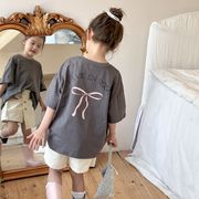 子供服　90~160cm　子供Tシャツ　バレエコアリボンT　親子ペア　韓国キッズ服