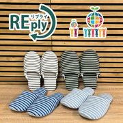 REply 再生繊維のパイルボーダーソフトスリッパML_SDGs