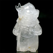 彫刻品 水晶 毘沙門天 置物 厄除け。恵方の神 天然石