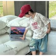 2024夏新作  ベビー服 韓国風子供服 男の子  半袖  トップス+ショートズボン  2点セット  2色 90cm--150cm