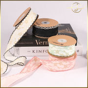 【4色】リボンテープ レース風 波縁 立体的 ラッピング プレゼント ギフト 布小物 服飾 花束包装