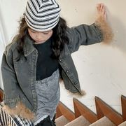 子供服　90~140cm　キッズデニムジャケット　秋冬　コート　韓国キッズ服