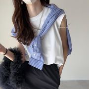 tシャツ シャツ Tシャツ ノースリーブ トップス レディース 無地 ラウンドネック カジュアル