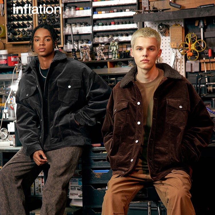 【希少】45RPM/ライトコーデュロイジャケット/4釦/ブラック/春秋冬/XL セール】mj10042-細畝コーデュロイシャツジャケット（その他アウター