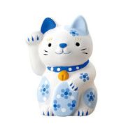 花招き猫　  置物/オブジェ/焼物/縁起物/インテリア/日本製