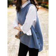 2024新作　ベスト　ニット アウター　レディース　おしゃれ　秋　冬　カジュアル フリーサイズ