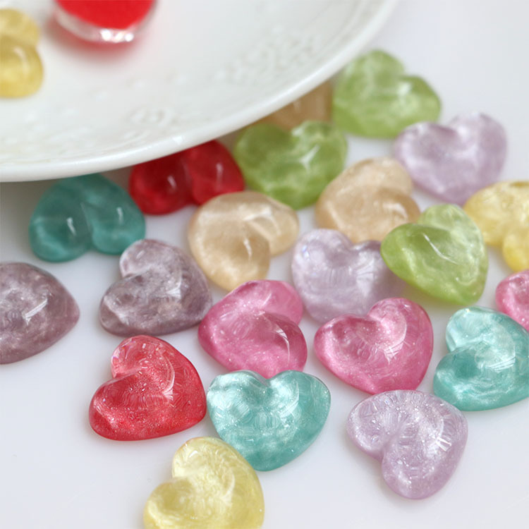 アクリルビーズ ハンドメイド資材 カボション かわいい アクセサリーパーツ ハート デコパーツ DIY素材