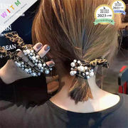 ヒョウ柄 虹 パール シュシュ 髪飾り ヘアアクセサリー 髪留め レディースファッション 上品 オシャレ