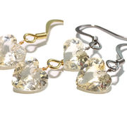 ピアス　シトリン　ハートカット　フック型　ステンレス　日本製　パワーストーン　天然石