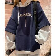 【日本倉庫即納】 裏起毛 レイヤード風 パーカーレディース