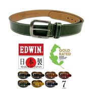 全7色 日本製 EDWIN エドウイン リアルレザー ステッチデザイン ベルト 3.4cm幅