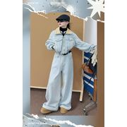 ★2024秋冬子供服★おしゃれ デニム セットアップ 韓国風子供服 ジーンズ & コート 2点セット 防寒 温かい