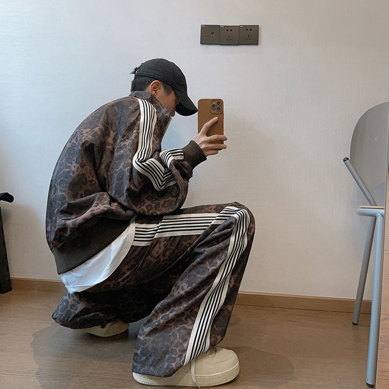 メンズ レオパード柄 ジョガー アウター 男女兼用 ジョガーパンツ