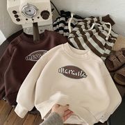 2024秋冬子供服 カジュアル系 裏起毛 英字柄 丸襟 トレーナー 韓国風子供服 トップス 防寒 温かい