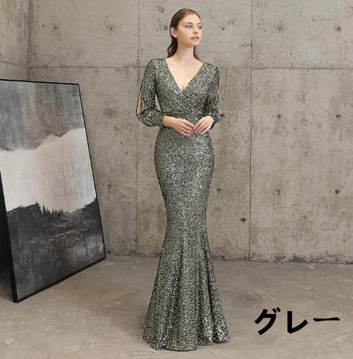 全4色 キャバドレス フリル 切り替え スリム 着痩せ セクシー