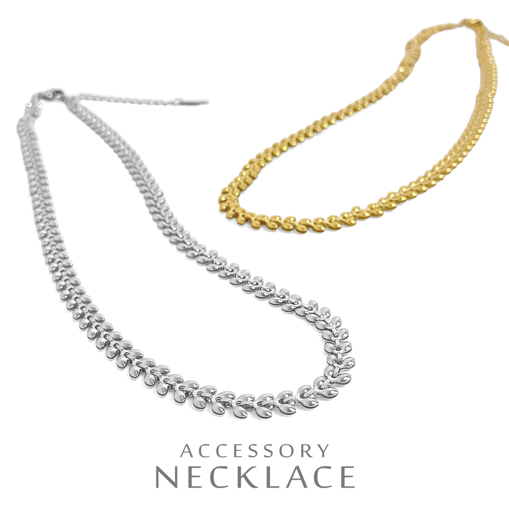 ▼MAGGIO▼リーフチェーンステンレスネックレス　ショート