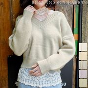 【2024新作商品♪】Vネックショート丈ニットプルオーバー