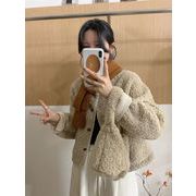 この1枚で今年風に コート バッグ付き 毛皮コート シンプル ハンドバッグ ラウンドネック