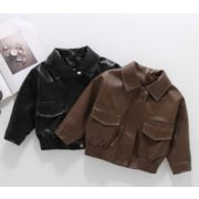 2024新品　男女兼用 子供服　キッズ　puコート　ジャケット　90cm～140cm　2色