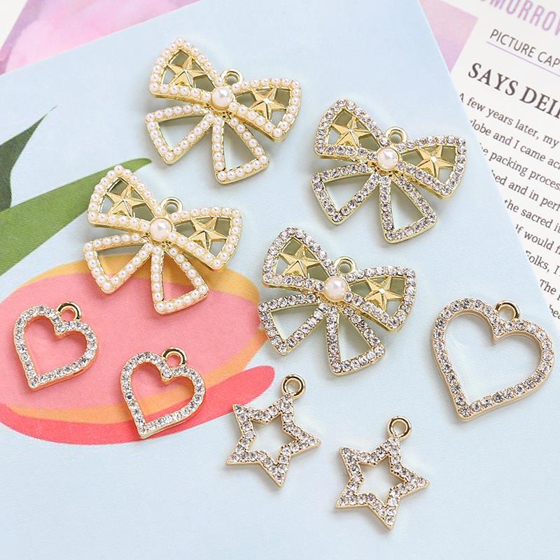 りぼん 蝶結び ボウ チャーム ハート ゴールド コネクター アクセサリーパーツ 金属パーツ ジュエリー