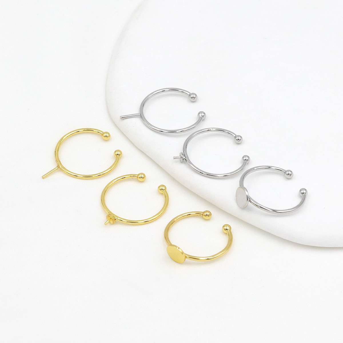 リングパーツ 6mm 平皿付 ゴールド リング金具 金 銀 リング台 フリーサイズ 指輪土台 アクセサリーパーツ