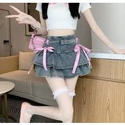 スカート ミニスカート ハイウェスト デニムスカート レイヤード 細身 スリム レディース