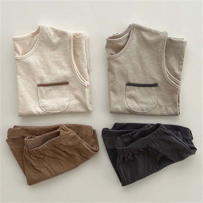 【夏服】韓国風子供服 ベビー服 キッズ 男女兼用 おしゃれ ノースリーブ セットアップ