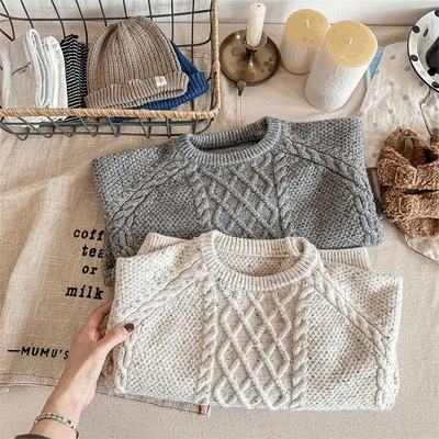 SHENJ☆2024秋冬 ドット柄ケーブル編み厚手セーターニット