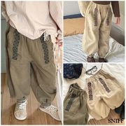 【2024秋新作】韓国風子供服 ベビー服 キッズ 男女兼用 花柄ロングパンツ パンツ