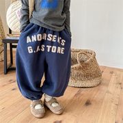 SHENJ☆2024秋冬　英字プリント起毛ロングパンツ