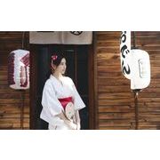 浴衣 4点セット あじさい 高品質 綿麻 フリーサイズ 浴衣セット