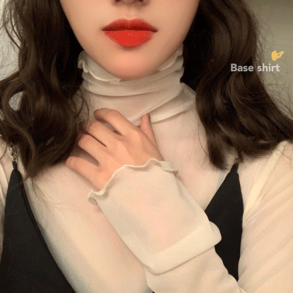 レディース　レースシャツ セクシー 着痩せ　タートルネック カジュアル　秋春