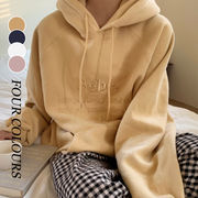 【Women】韓国風レディース服 トップス ins風 パーカー 長袖 トップス 防寒アイテム 英文字付き