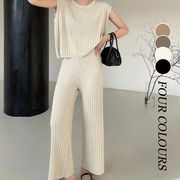 【春新作】韓国風レディース服 レディース　おしゃれ　ノースリーブトップス　セットアップ