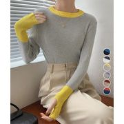 バイカラーニット 指穴ニットプルオーバー