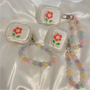 2025年新作 ブルーツゥースイヤホンカバー Airpodspro2カバー Airpods用保護ケース 花 チェーン付き