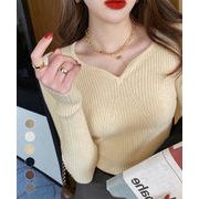 リブニットトップス レディース 大人秋服