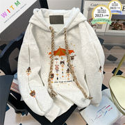 2025新作 パーカー 長袖 裏起毛 刺繍 かわいい 体型カバー 着回しが利く レディース