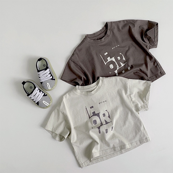 Muziyou☆2025春新作 韓国風男女兼用英字プリントラウンドネック半袖Tシャツ