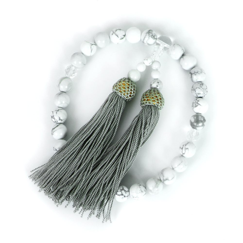 数珠 男女兼用 ハウライト、マグネサイトの数珠