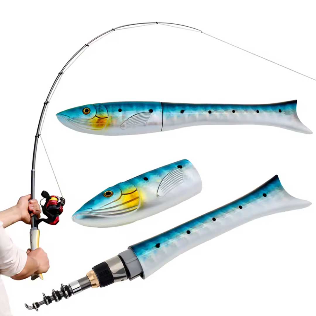 【予約商品納期約1ヶ月】ロッド 魚型 おさかなロッド 竿 1.6m 魚型ロッド 魚形つり竿 コンパクト 釣り竿