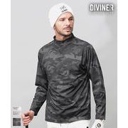 【ゴルフウェア】カモ柄 ストレッチ 長袖 モックネック ロンT／DIVINER GOLF
